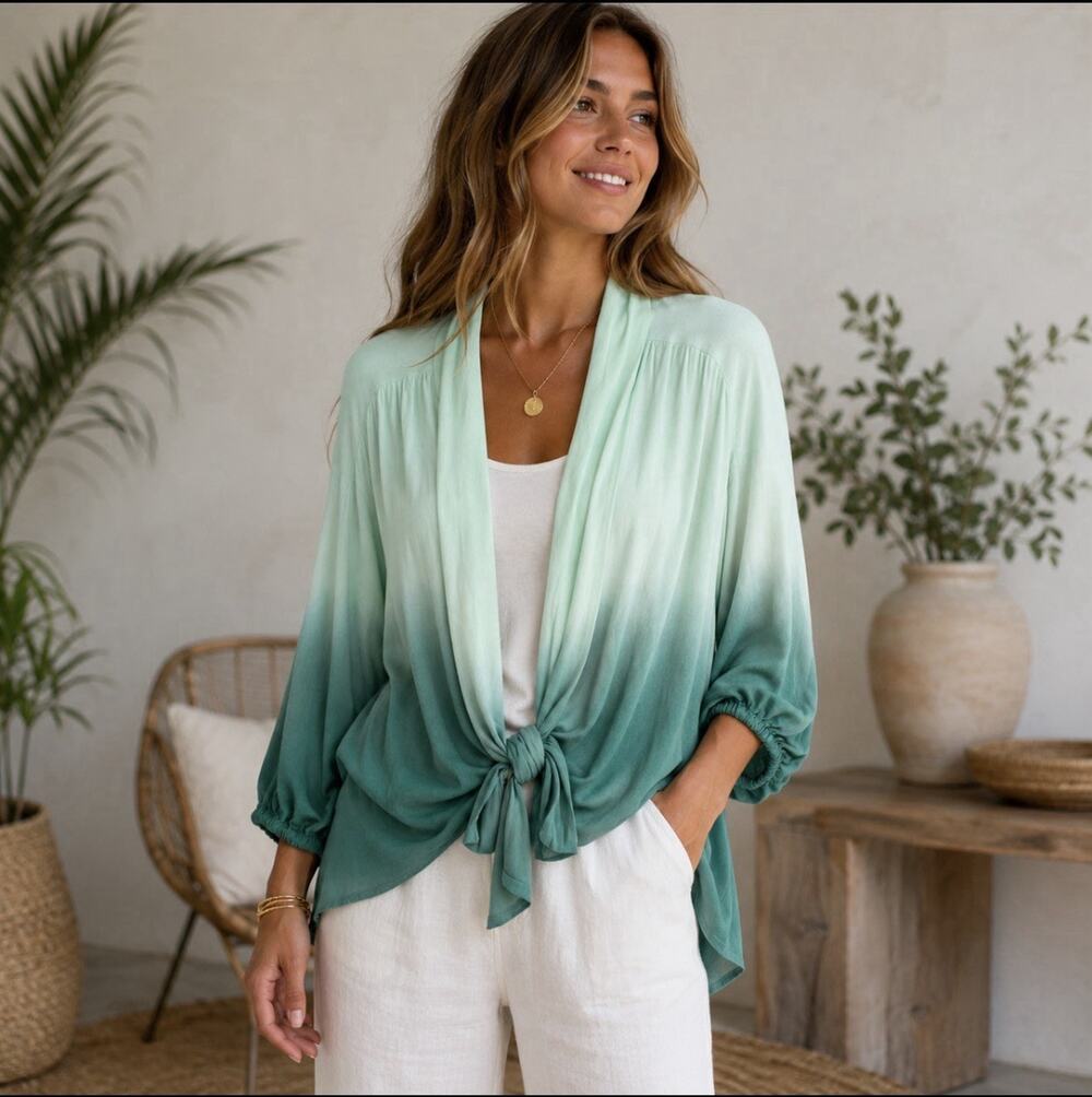Young Fabulous & Broke Tie Front Ombre Carmen Kimono XS Layering Beautiful